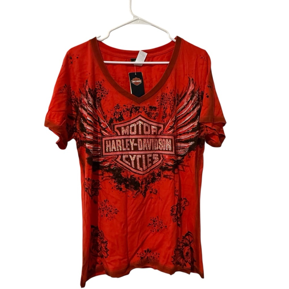 Harley-Davidson Orange Graphic Tee Size XL from Las Vegas